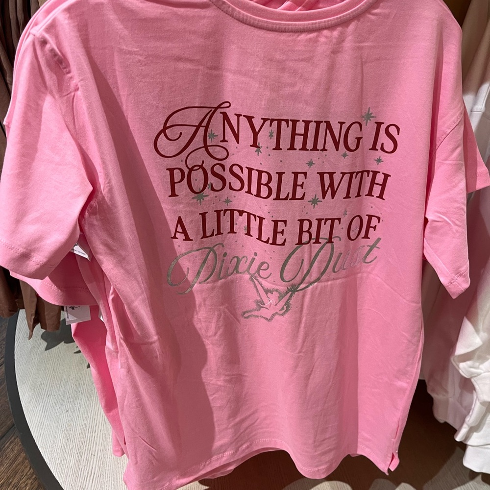 Disney Anything Is possible with a little Pixie Dusk Pink T-Shirt NWT